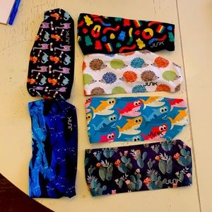 Lot of 6 junk headbands non-tie. Sharks, dinosaurs, gummies, porcupines, cactus